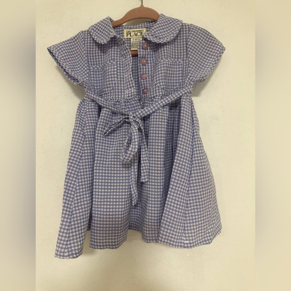 Purple Gingham Dress with Belt